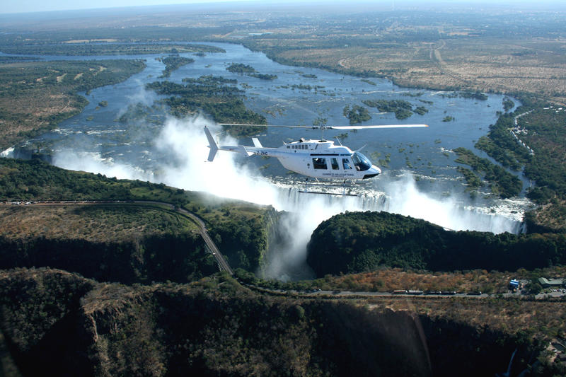 Helicopter flight over victoria falls