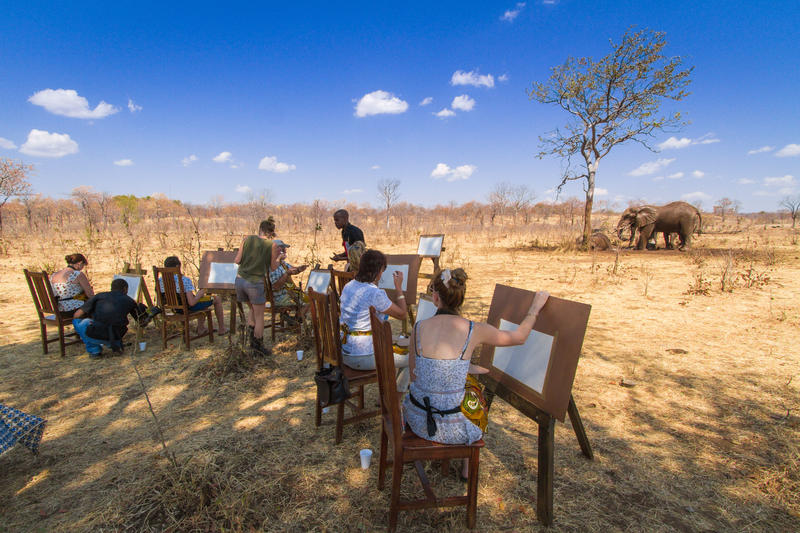 Art in the shade of a giant Mopane Tree