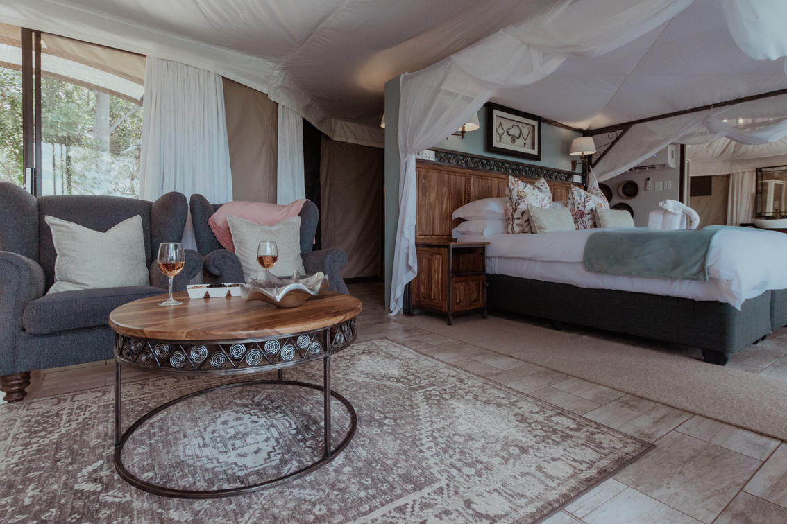 The Elephant Camp suites interior at Victoria Falls