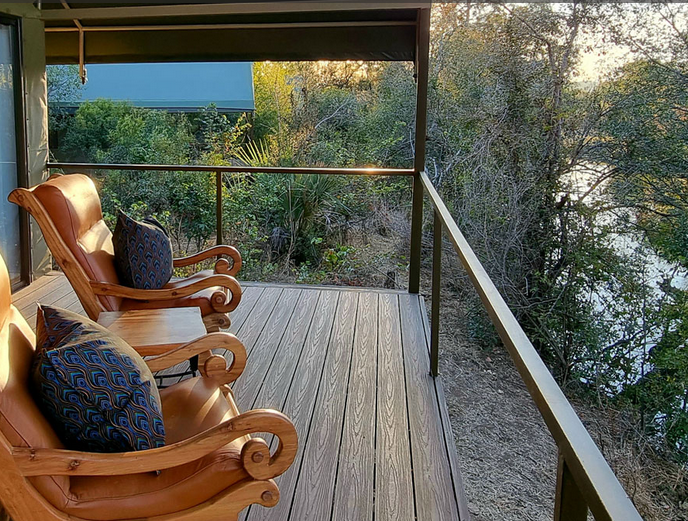 Each suite has a deck at Wallow Lodge Victoria Falls