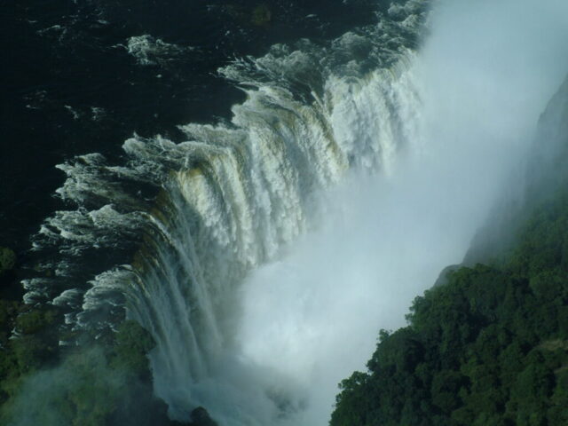 Victoria Falls aerial view curve